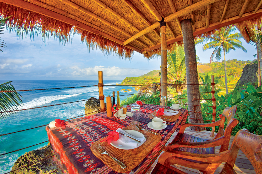 Enjoy lunch at Nihi Oka in your private open-air pavilion overlooking the ocean